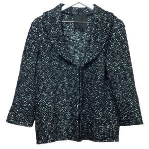 Classiques Entier Black White Chunky Knit Cardigan Sweater Women Sz L